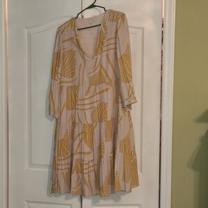 Maeve Yellow Patterned Tiered Midi Dress